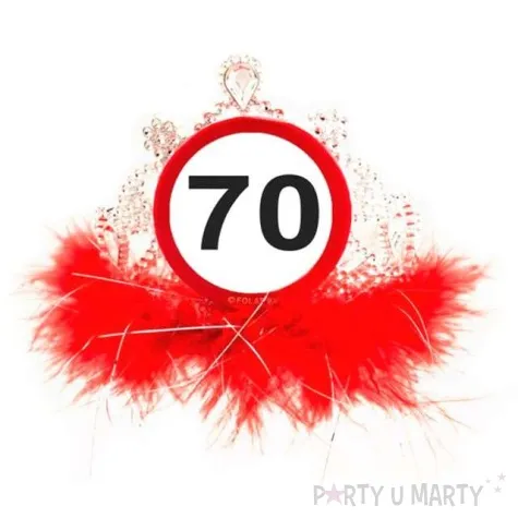 tiara urodziny 70 znak srebrno czerwona