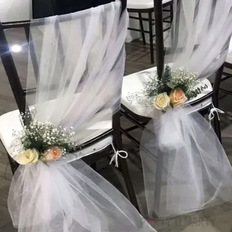 tiul bialy dekoracyjny w rolce pompony i dekoracje kosciol sala lawki 15 cm 9 metrow