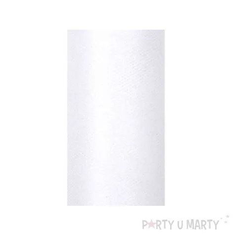 tiul z brokatem bialy partydeco 0 15 x 9 m