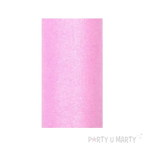 tiul z brokatem rozowy jasny partydeco 0 15 x 9 m