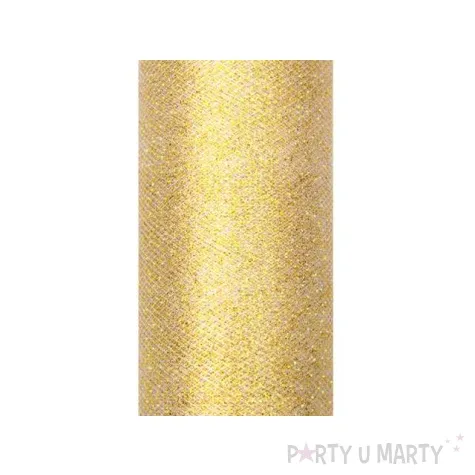 tiul z brokatem zloty partydeco 0 15 x 9 m