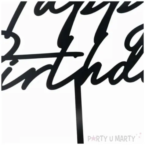 topper akrylowy happy birthday czarny partydeco 16 5 cm