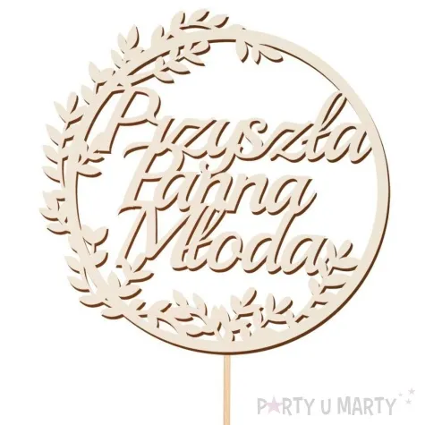 topper beermata przyszla panna mloda listki partycollection 10 x 28 cm