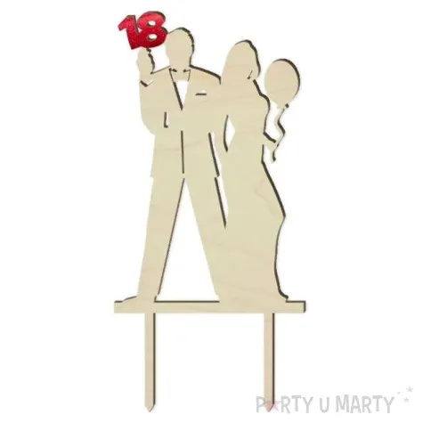 topper drewniany 18 urodziny gentelmana red holo 9 5 x 19 cm