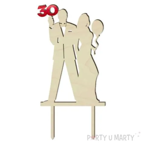 topper drewniany 30 urodziny gentelmana red holo 9 5 x 19 cm