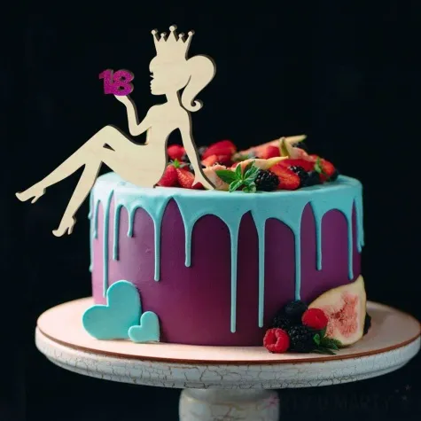 topper drewniany 50 urodziny hot laska roz holo 13 x 16 5 cm