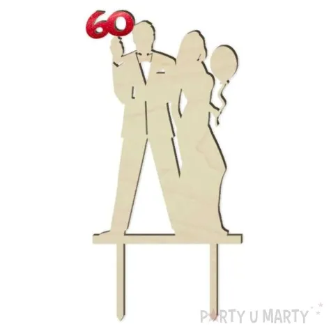 topper drewniany 60 urodziny gentelmana red holo 9 5 x 19 cm