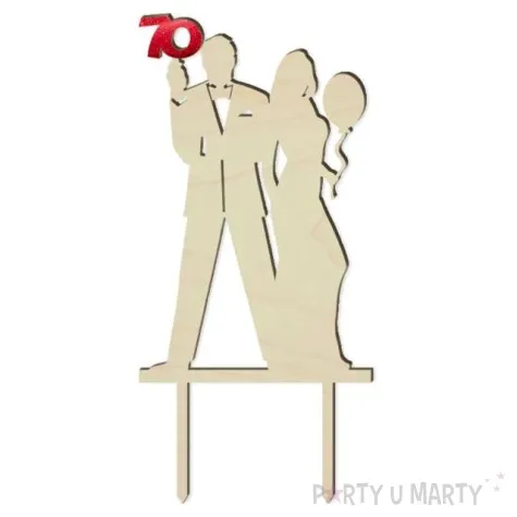 topper drewniany 70 urodziny gentelmana red holo 9 5 x 19 cm