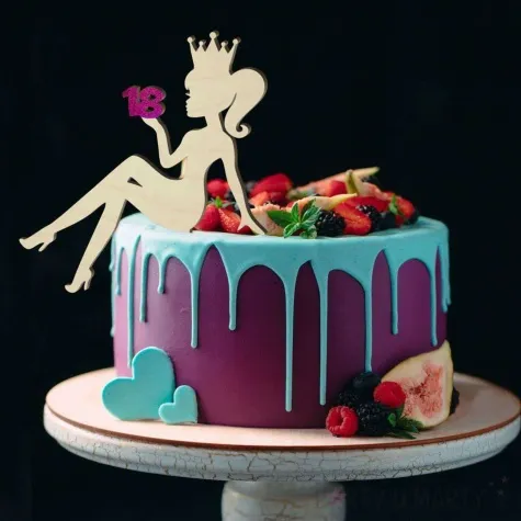 topper drewniany 80 urodziny hot laska roz holo 13 x 16 5 cm