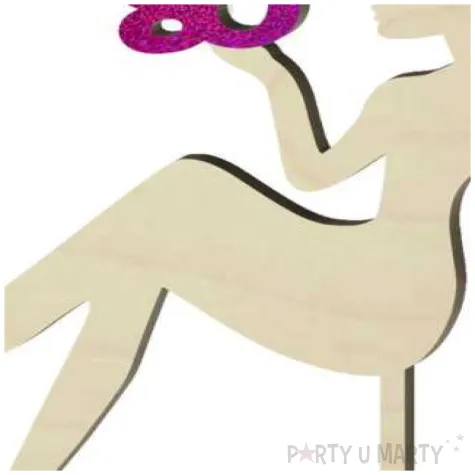 topper drewniany 80 urodziny hot laska roz holo 13 x 16 5 cm