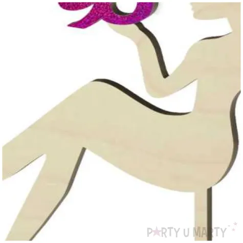 topper drewniany 90 urodziny hot laska roz holo 13 x 16 5 cm