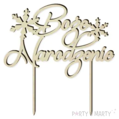 topper drewniany boze narodzenie ze sniezynka 17 5x18 5 cm