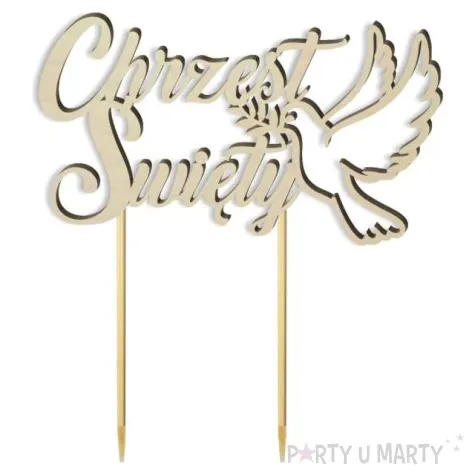 topper drewniany chrzest swiety golebica 14 5 x 16 cm