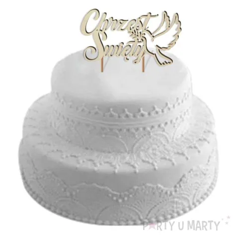 topper drewniany chrzest swiety golebica 14 5 x 16 cm