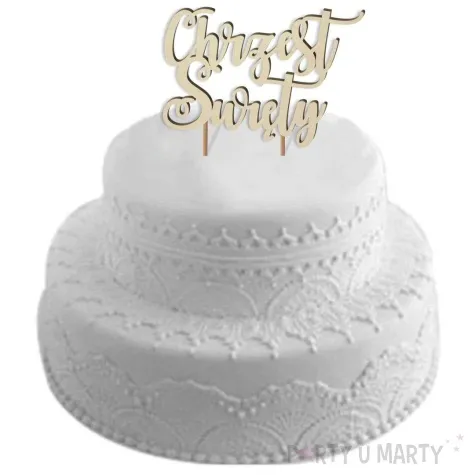 topper drewniany chrzest swiety zawijaski 14 5 x 17 cm