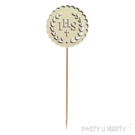 topper drewniany komunia sw ihs listki 23 5 cm