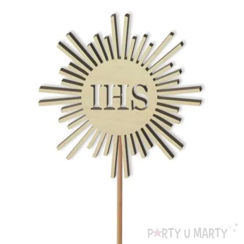 topper drewniany komunia sw ihs promyki 24 cm