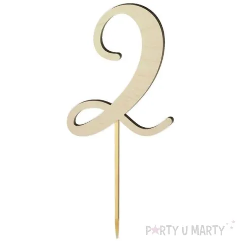 topper drewniany liczba 2 18 cm