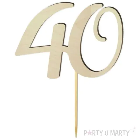 topper drewniany liczba 40 18 cm