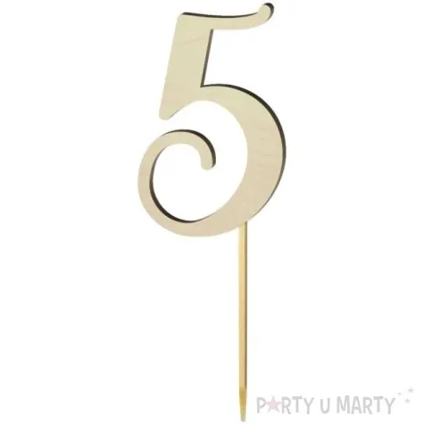 topper drewniany liczba 5 18 cm