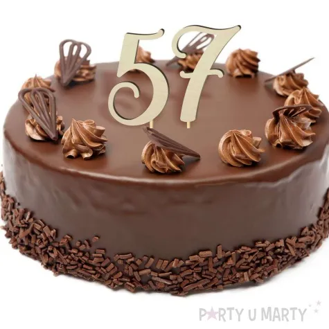 topper drewniany liczba 5 18 cm