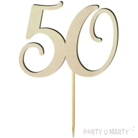 topper drewniany liczba 50 18 cm