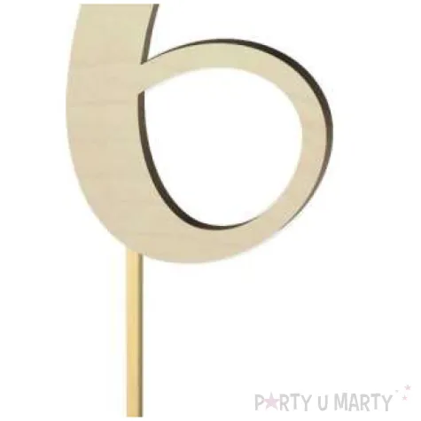 topper drewniany liczba 6 18 cm