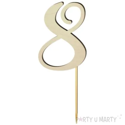 topper drewniany liczba 8 18 cm