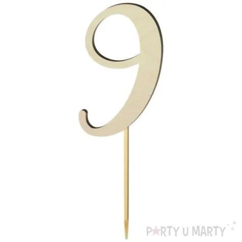 topper drewniany liczba 9 18 cm