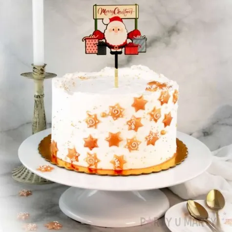 topper drewniany mikolaj z prezentami dekora 16 cm