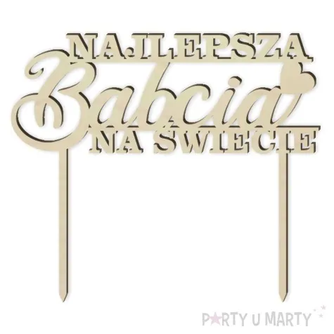 topper drewniany najlepsza babcia na swiecie 17x15 cm