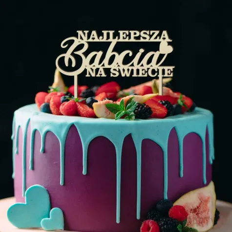 topper drewniany najlepsza babcia na swiecie 17x15 cm