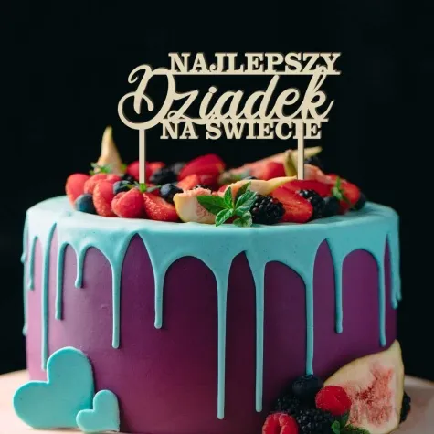 topper drewniany najlepszy dziadek na swiecie 17x15 cm