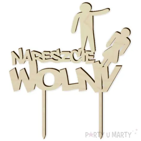 topper drewniany nareszcie wolny 15 x 16 5 cm