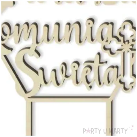 topper drewniany pierwsza komunia sw heksagon drewno 19 5 cm