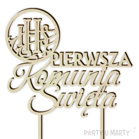 topper drewniany pierwsza komunia sw ihs kolko 13 x 18 cm