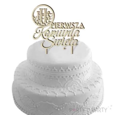 topper drewniany pierwsza komunia sw ihs kolko 13 x 18 cm