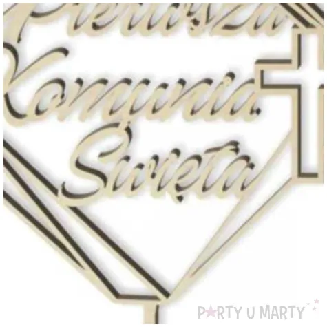 topper drewniany pierwsza komunia sw kwadrat drewno 19 5 cm