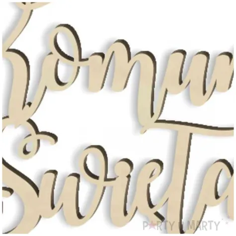 topper drewniany pierwsza komunia sw listki 14 x 15 cm