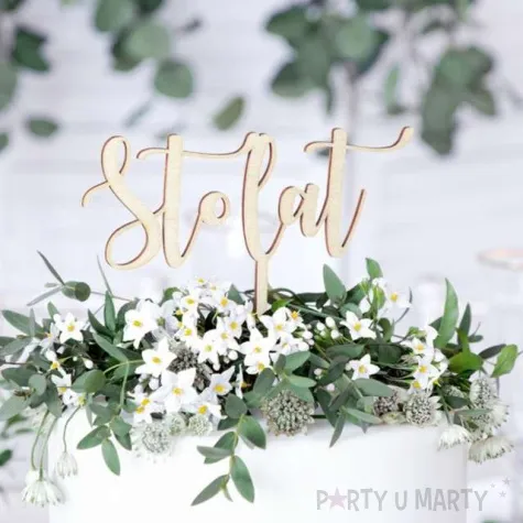 topper drewniany sto lat partydeco 15 cm