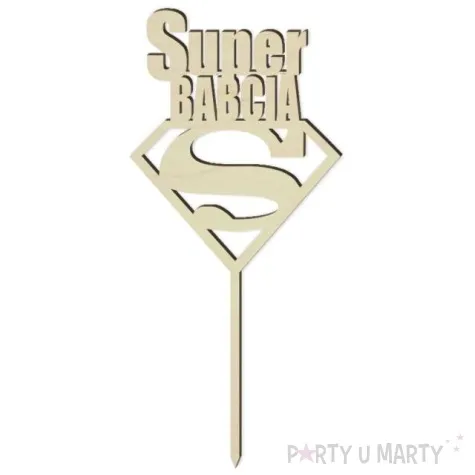 topper drewniany super babcia 9 5x22 cm