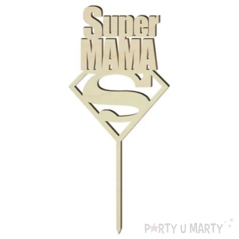 topper drewniany super mama 9 5x22 cm