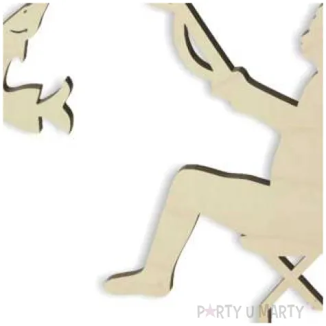 topper drewniany wedkarz siedzacy 12x18 cm