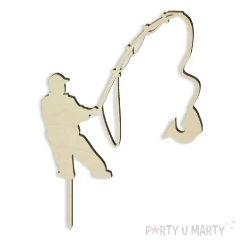 topper drewniany wedkarz stojacy 13x17 5 cm