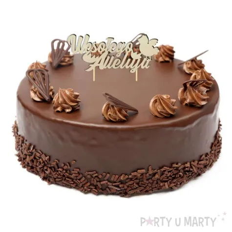 topper drewniany wesolego alleluja z kurczakiem 15 cm