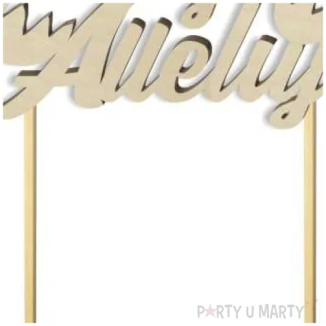 topper drewniany wesolego alleluja z kurczakiem 15 cm