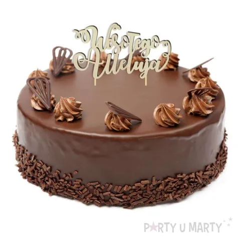 topper drewniany wesolego alleluja z zawijasem 17 5 cm