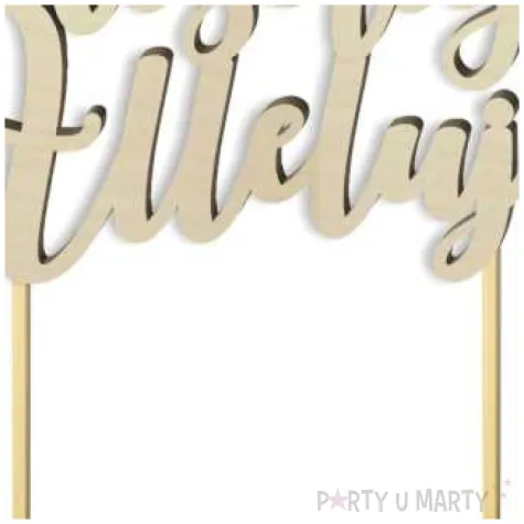 topper drewniany wesolego alleluja z zawijasem 17 5 cm