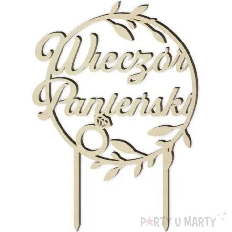 topper drewniany wieczor panienski kolo 12 x 17 cm