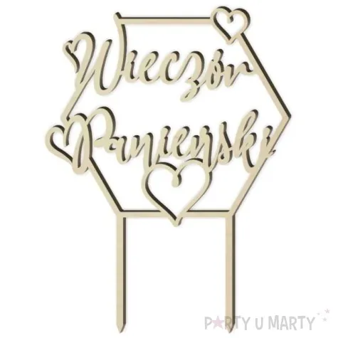 topper drewniany wieczor panienski serca 13 x 17 cm